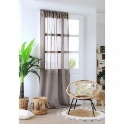 Lovely Casa Voilage Passe Tringle 140x260 Cm Ibiza Taupe -Auchan Boutique B2CD 2540