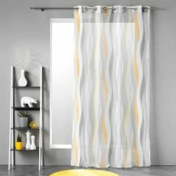 Paris Prix Rideau Voilage à Œillets Ondulys 140x280cm Jaune & Blanc -Auchan Boutique B2CD 2544