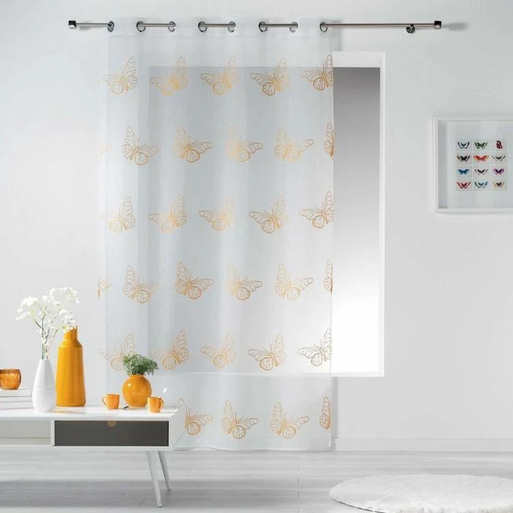 Paris Prix Rideau Voilage Papillona 140x240cm Jaune 3 Paris Prix Rideau Voilage Papillona 140x240cm Jaune