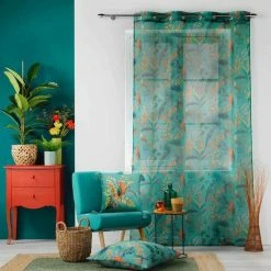 Paris Prix Rideau Voilage à Œillets Panis 140x240cm Bleu 8 Paris Prix Rideau Voilage à Œillets Panis 140x240cm Bleu -Auchan Boutique B2CD 2558