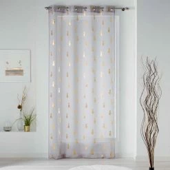 Paris Prix Rideau Voilage à Œillets Samba 130x240cm Gris & Or