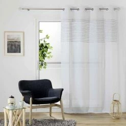 Paris Prix Rideau Voilage à Œillets Sicilia 140x240cm Blanc -Auchan Boutique B2CD 2575