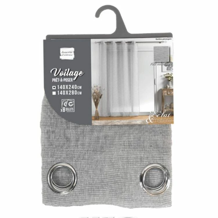 Paris Prix Rideau Voilages à Œillets Sunline 140x240cm Gris & Argent 6 Paris Prix Rideau Voilages à Œillets Sunline 140x240cm Gris & Argent – Image 4