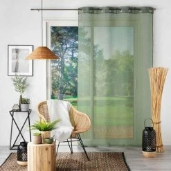 Paris Prix Rideau Voilage à Œillets Sandra 140x280cm Kaki -Auchan Boutique B2CD 2626