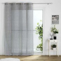 Paris Prix Rideau Voilage à Œillets Karrona 140x240cm Anthracite 11 Paris Prix Rideau Voilage à Œillets Karrona 140x240cm Anthracite -Auchan Boutique B2CD 2646