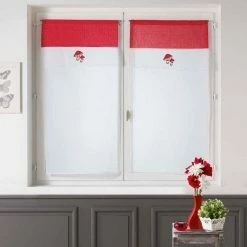 Paris Prix Paire De Voilages Champignons 60x160cm Blanc & Rouge