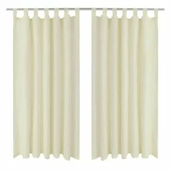 VIDAXL 2 Pcs Rideau A Passant Micro Satin Creme 140 X 175 Cm