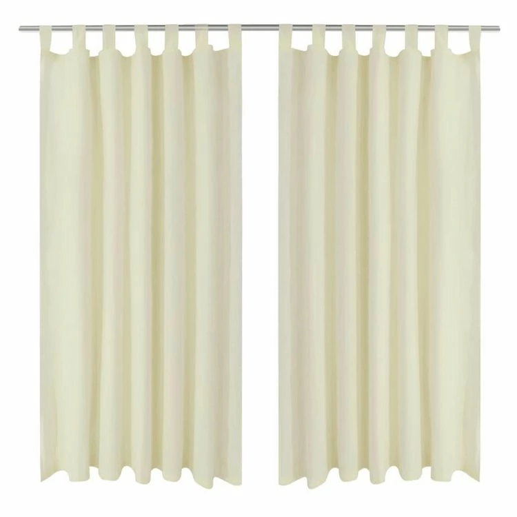 VIDAXL 2 Pcs Rideau A Passant Micro Satin Creme 140 X 175 Cm 3 VIDAXL 2 Pcs Rideau A Passant Micro Satin Creme 140 X 175 Cm