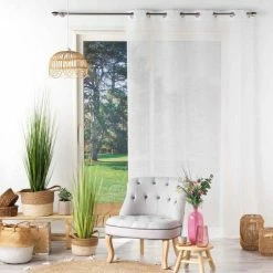 Paris Prix Rideau Voilage à Œillets Soline 140x280cm Blanc -Auchan Boutique B2CD 2707
