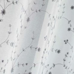 Paris Prix Rideau Voilage à Œillets Petite Fleur 140x240cm Blanc & Gris -Auchan Boutique B2CD 2722