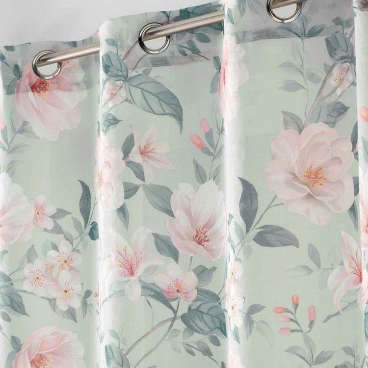 Paris Prix Rideau Voilage Imprimé Alissia 140x280cm Menthe 4 Paris Prix Rideau Voilage Imprimé Alissia 140x280cm Menthe – Image 2