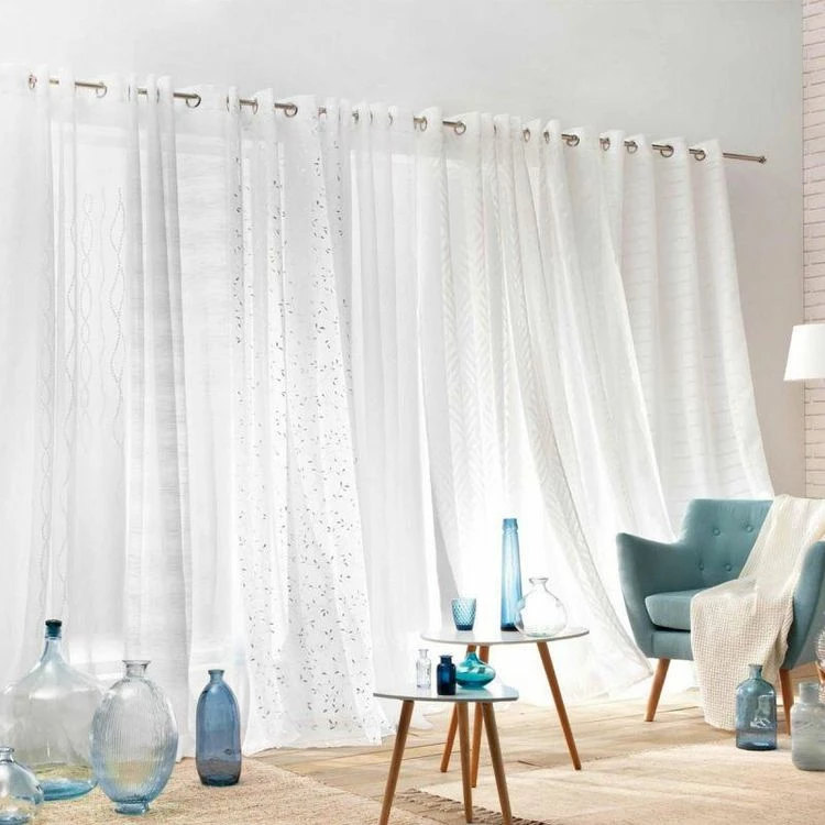 Paris Prix Rideau Voilage à Œillets Poesia 140x280cm Blanc 7 Paris Prix Rideau Voilage à Œillets Poesia 140x280cm Blanc – Image 5