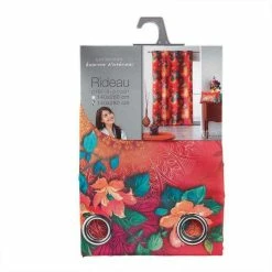 Paris Prix Rideau Voilage à Œillets Fantasia 140x280cm Orange -Auchan Boutique B2CD 2764