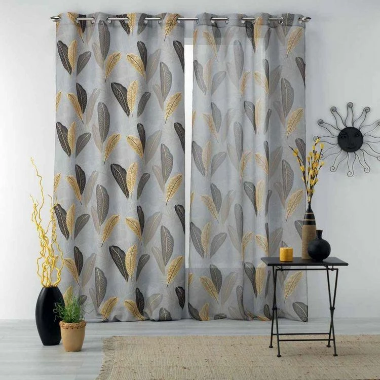 Paris Prix Rideau Voilage à Œillets Tounsy 140x240cm Gris 5 Paris Prix Rideau Voilage à Œillets Tounsy 140x240cm Gris – Image 3