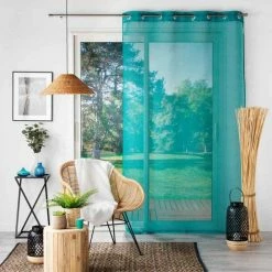 Paris Prix Rideau Voilage à Œillets Sandra 140x280cm Bleu -Auchan Boutique B2CD 2770