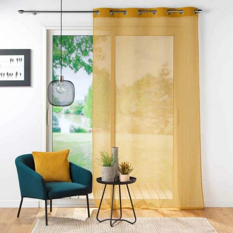 Paris Prix Rideau Voilage à Œillets Casual 140x240cm Ocre 6 Paris Prix Rideau Voilage à Œillets Casual 140x240cm Ocre – Image 4
