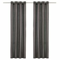 VIDAXL Rideaux Avec Anneaux En Metal 2 Pcs Coton 140x175 Cm Anthracite