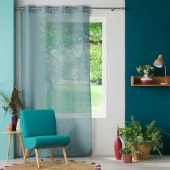 Paris Prix Rideau Voilage à Œillets Havana 140x240cm Menthe -Auchan Boutique B2CD 2806