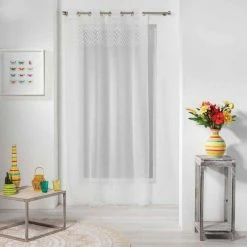 Paris Prix Rideau Voilage à Œillets Roxia 140x240cm Blanc -Auchan Boutique B2CD 2836