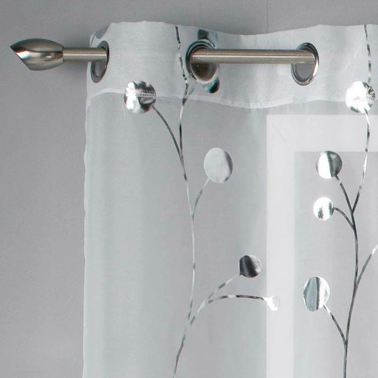 Paris Prix Rideau Voilage à Œillets Clochettes 140x240cm Blanc & Argent 4 Paris Prix Rideau Voilage à Œillets Clochettes 140x240cm Blanc & Argent – Image 2