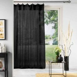 Paris Prix Rideau Voilage à Anneaux Linka 140x240cm Noir 10 Paris Prix Rideau Voilage à Anneaux Linka 140x240cm Noir -Auchan Boutique B2CD 2866