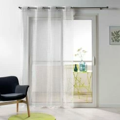 Paris Prix Rideau Voilage Maille Cadria 140x240cm Blanc