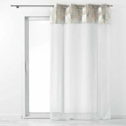 Paris Prix Rideau Voilage Ă Ĺ’illets Palmy Shine 140x240cm Argent