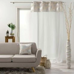 Paris Prix Rideau Voilage à Œillets Palmy Shine 140x240cm Argent -Auchan Boutique B2CD 2895