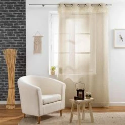 Paris Prix Rideau Voilage à Œillets Zagora 140x240cm Naturel -Auchan Boutique B2CD 2907