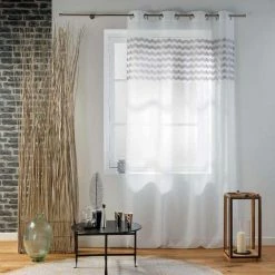 Paris Prix Rideau Voilage à Œillets Sandina 140x280cm Gris -Auchan Boutique B2CD 2911