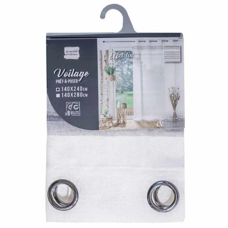 Paris Prix Rideau Voilage à Œillets Zola 140x240cm Blanc 8 Paris Prix Rideau Voilage à Œillets Zola 140x240cm Blanc – Image 6