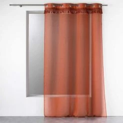 Paris Prix Rideau Voilage à Œillets Zagora 140x240cm Terracotta