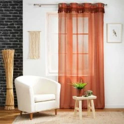 Paris Prix Rideau Voilage à Œillets Zagora 140x240cm Terracotta 7 Paris Prix Rideau Voilage à Œillets Zagora 140x240cm Terracotta -Auchan Boutique B2CD 2967