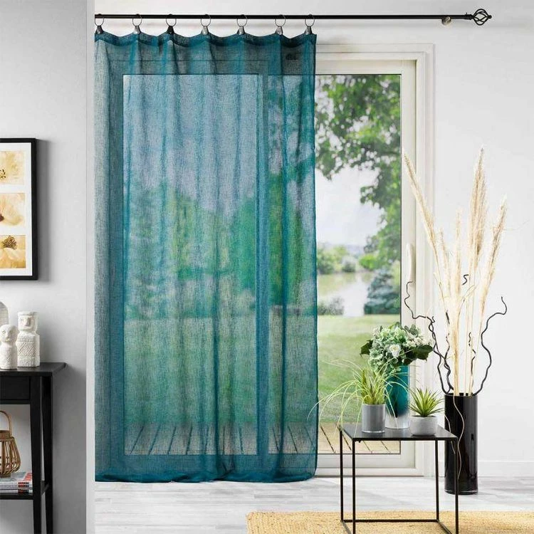 Paris Prix Rideau Voilage à Anneaux Linka 140x240cm Bleu 5 Paris Prix Rideau Voilage à Anneaux Linka 140x240cm Bleu – Image 3