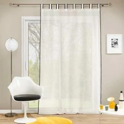 Paris Prix Rideau Voilage à Passants Casalina 140x280cm Blanc & Noir -Auchan Boutique B2CD 2975