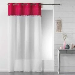 Paris Prix Rideau Voilage à Œillets Alixia 140x240cm Fuchsia