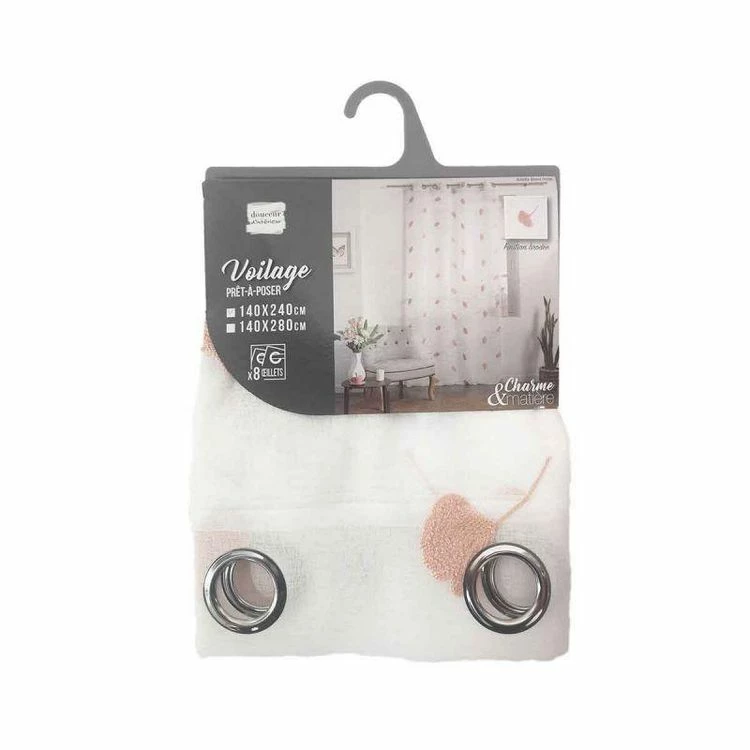 Paris Prix Rideau Voilage à Œillets Ariella 140x240cm Blanc & Rose 6 Paris Prix Rideau Voilage à Œillets Ariella 140x240cm Blanc & Rose – Image 4