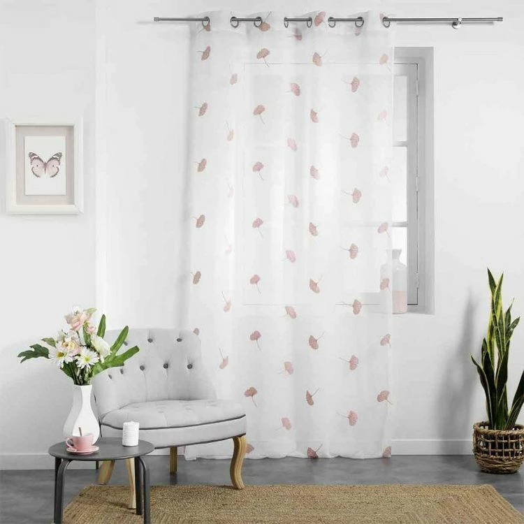 Paris Prix Rideau Voilage à Œillets Ariella 140x240cm Blanc & Rose 7 Paris Prix Rideau Voilage à Œillets Ariella 140x240cm Blanc & Rose – Image 5