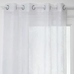 ATMOSPHERA Voilage Dévo à Imprimé Feuille - 140 X 240 Cm - Blanc