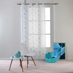 Paris Prix Rideau Voilage Hesperia 140x240cm Bleu