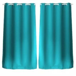 TOILINUX Lot De 2 Rideaux Unis Avec œillets - 140 X 240 Cm - Turquoise