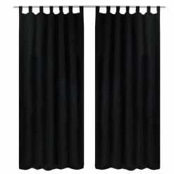 VIDAXL 2 Pcs Rideau A Passant Micro Satin Noir 140 X 225 Cm