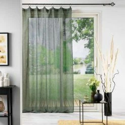 Paris Prix Rideau Voilage à Anneaux Linka 140x280cm Kaki -Auchan Boutique B2CD 3106