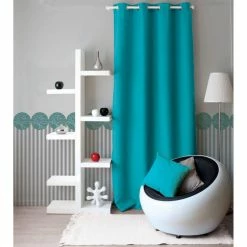 TOILINUX Lot De 2 Rideaux Unis Avec œillets - 140 X 240 Cm - Turquoise 7 TOILINUX Lot De 2 Rideaux Unis Avec œillets - 140 X 240 Cm - Turquoise -Auchan Boutique B2CD 311