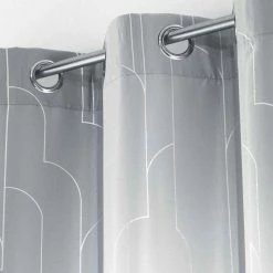 Paris Prix Rideau Voilage à Œillets Domea 140x260cm Gris -Auchan Boutique B2CD 3115