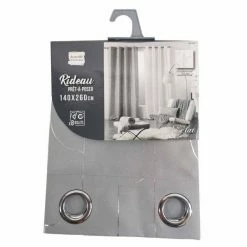 Paris Prix Rideau Voilage à Œillets Domea 140x260cm Gris -Auchan Boutique B2CD 3116