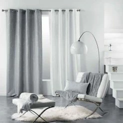 Paris Prix Rideau Voilage à Œillets Domea 140x260cm Gris -Auchan Boutique B2CD 3117