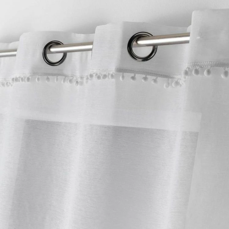 Paris Prix Rideau Voilage à Pompons Poupette 140x240cm Blanc 4 Paris Prix Rideau Voilage à Pompons Poupette 140x240cm Blanc – Image 2