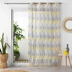 Paris Prix Rideau Voilage à Œillets Winter Green 140x240cm Jaune -Auchan Boutique B2CD 3154