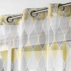 Paris Prix Rideau Voilage à Œillets Winter Green 140x240cm Jaune -Auchan Boutique B2CD 3155